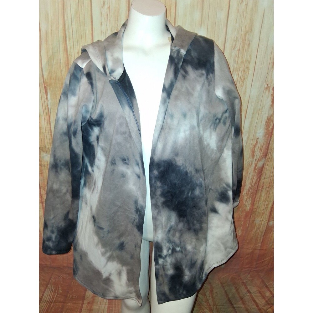 Misia Multicolor Tie Dye Long Sleeve Hooded Wrap Sz 1X